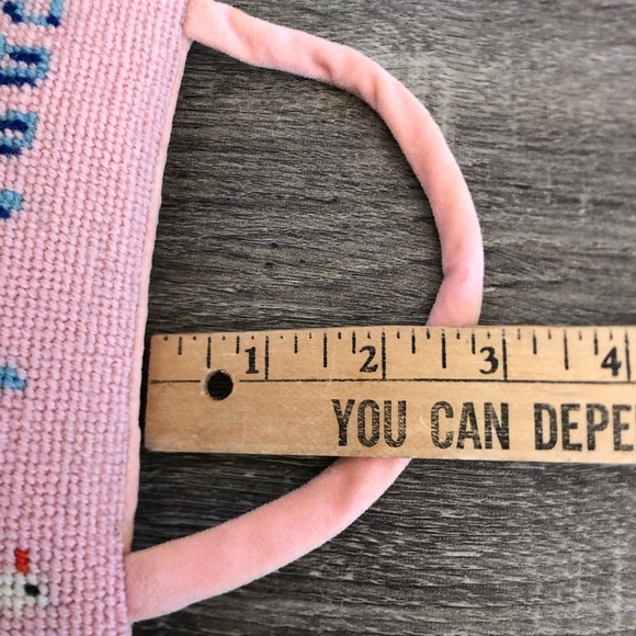 Vtg Pink Needlepoint SHH BABY Hanging - Picture 9 of 9